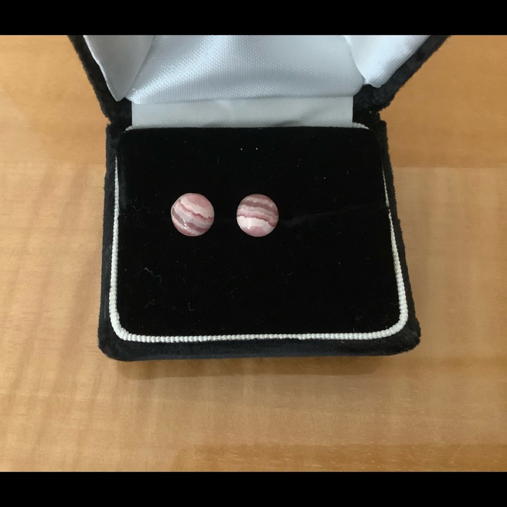 Stunning rhodochrosite stud earrings.